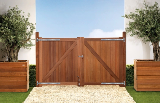 006555 | Belmonte Dubbele tuinpoort BUDGET | Bangkirai | 4x300x180cm