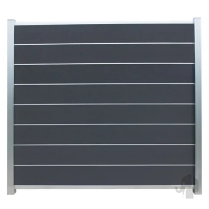 Modular schutting Houtcomposiet Rock Grey met geanodiseerde aluminium veren, verkrijgbaar in 3 afmetingen!