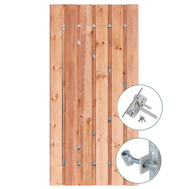 Framepoort Privacy Red Class Wood hoogte 195cm incl. rvs slot (los) Maatwerk mogelijk!!