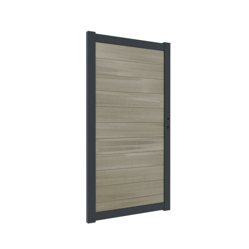 Boston alu poort Premium Light grey 98x183cm RAL7016 incl. speciaal ophangsysteem en beslag