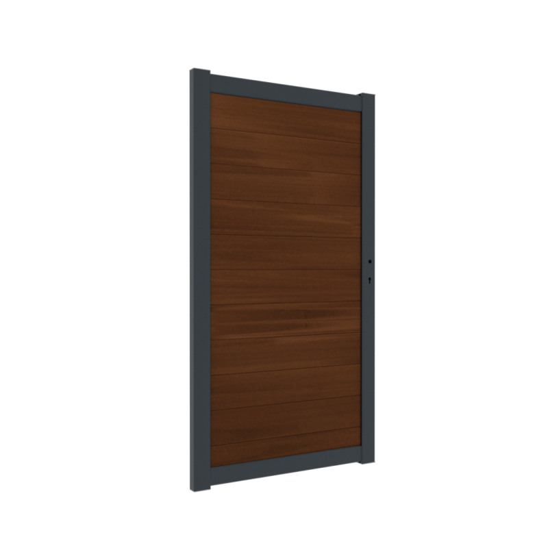 Boston alu poort Premium  Ipe 98x183cm RAL7016 incl. speciaal ophangsysteem en beslag
