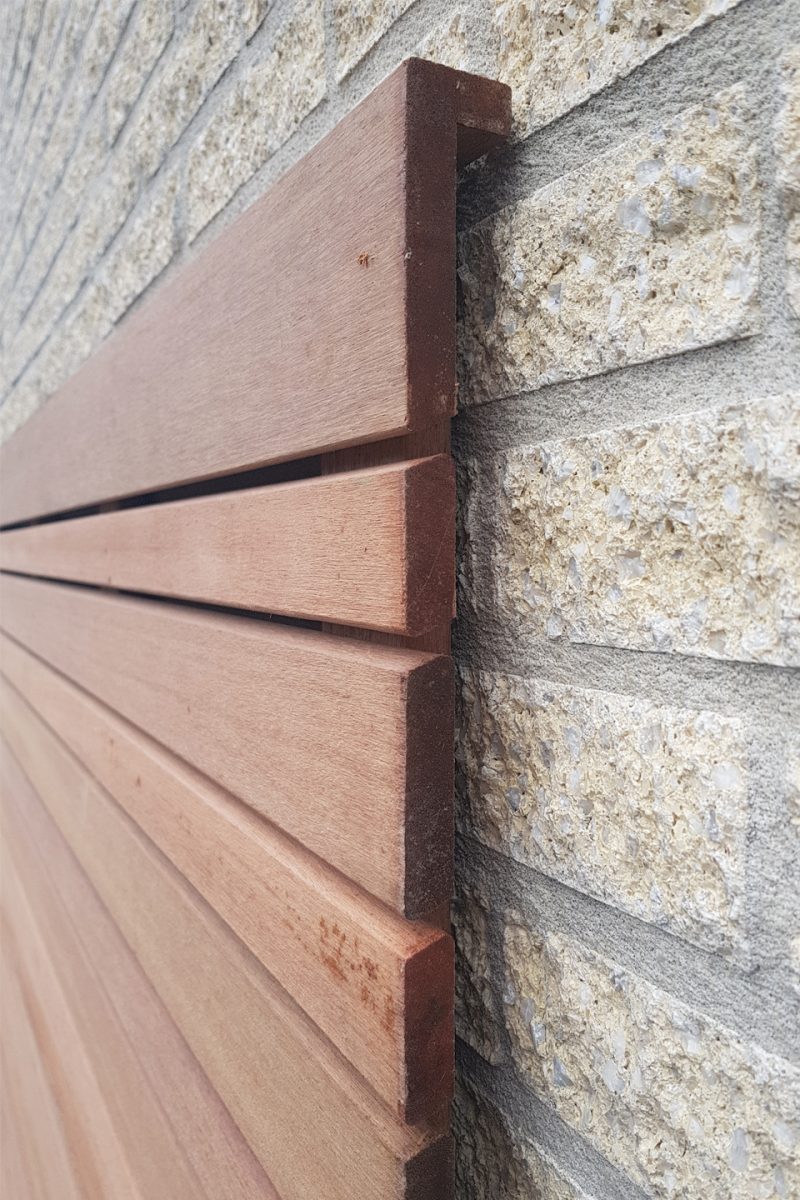 Hardhouten tuinscherm Modern 180x180cm Variabele rhombus lamellen 13x45/65/90mm scherm 52