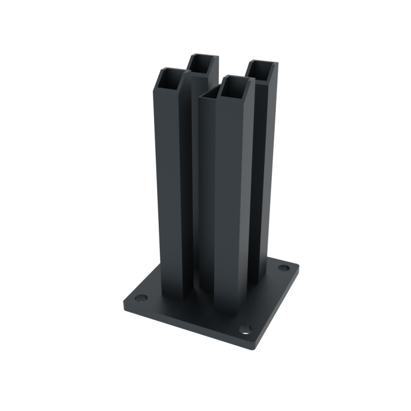 Boston Paalhouder met plaat zware uitvoering 120x120x200mm art.2497