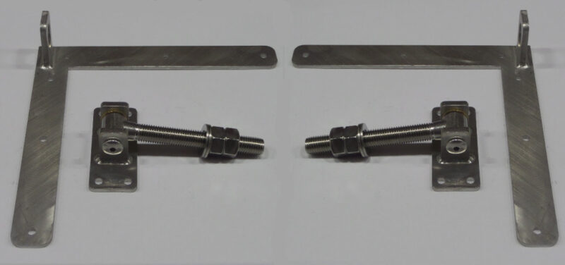 Verstelbaar RVS poortbeslag met winkelhaak  300x300mm (6mm) 1x links en 1x rechts