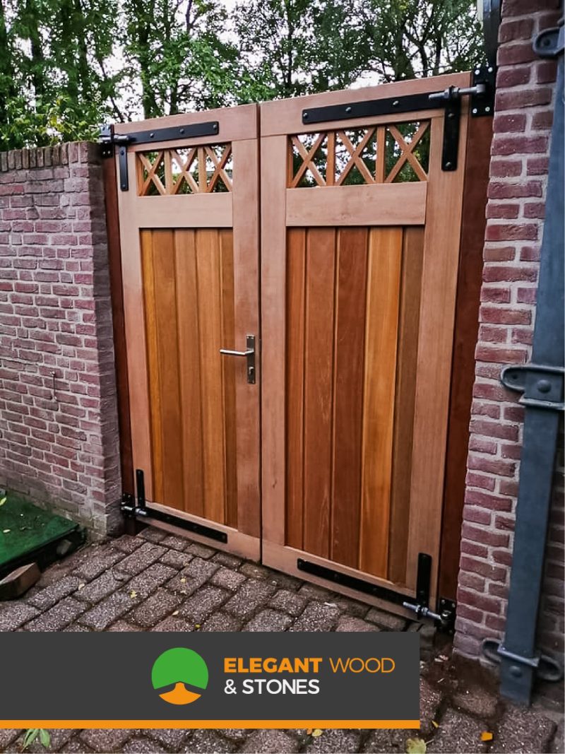 Dubbele Poort Belmonte Bangkirai met Trellis 300x180cm Horizontaal / Verticaal of Diagonaal "MAATWERK"