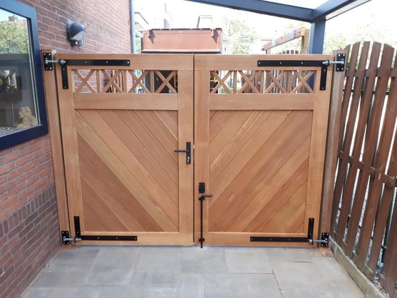 Dubbele Poort Belmonte Bangkirai met Trellis 300x180cm Horizontaal / Verticaal of Diagonaal "MAATWERK"