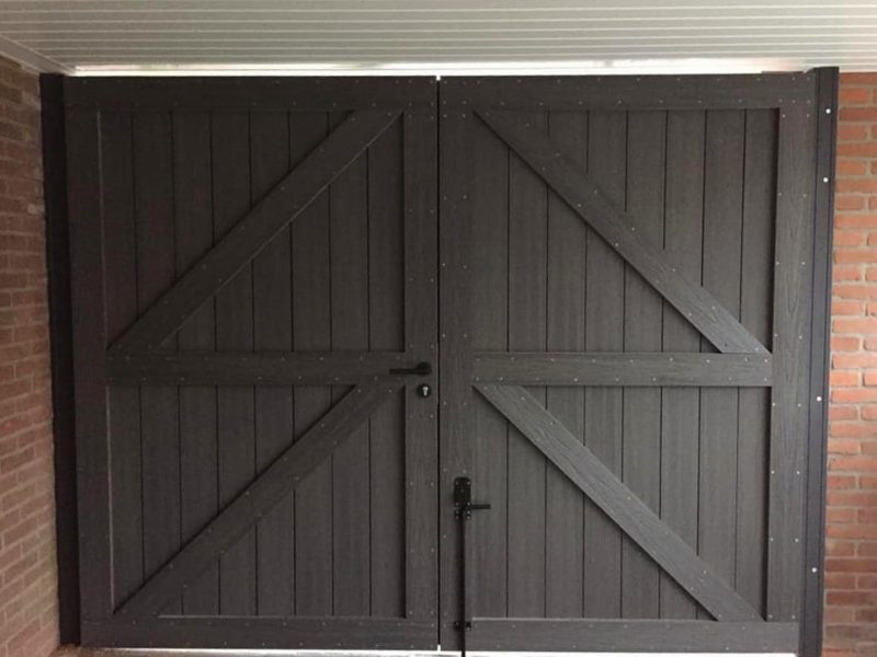 WPC Fiberdeck dubbele tuinpoort 300x200cm "maatwerk mogelijk" diverse kleuren