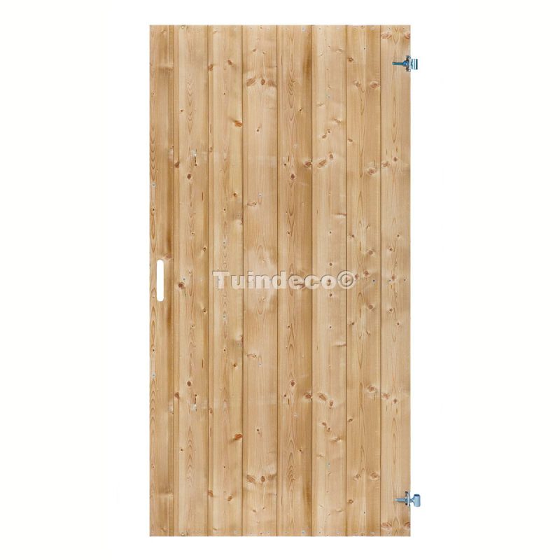 Dichte Tuindeur Vuren met rvs slot, voorzien van ijzeren frame 100x200cm Maatwerk op aanvraag!