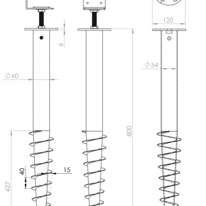 Cobra Funderingsschroef Ø 60cm 800 mm vuurverzinkt (excl. L-steun)