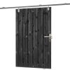 Schuifpoort Zwart Hoogte 195cm, Breedte verkrijgbaar van 120cm tot 200cm, incl. volledig schuifsysteem.