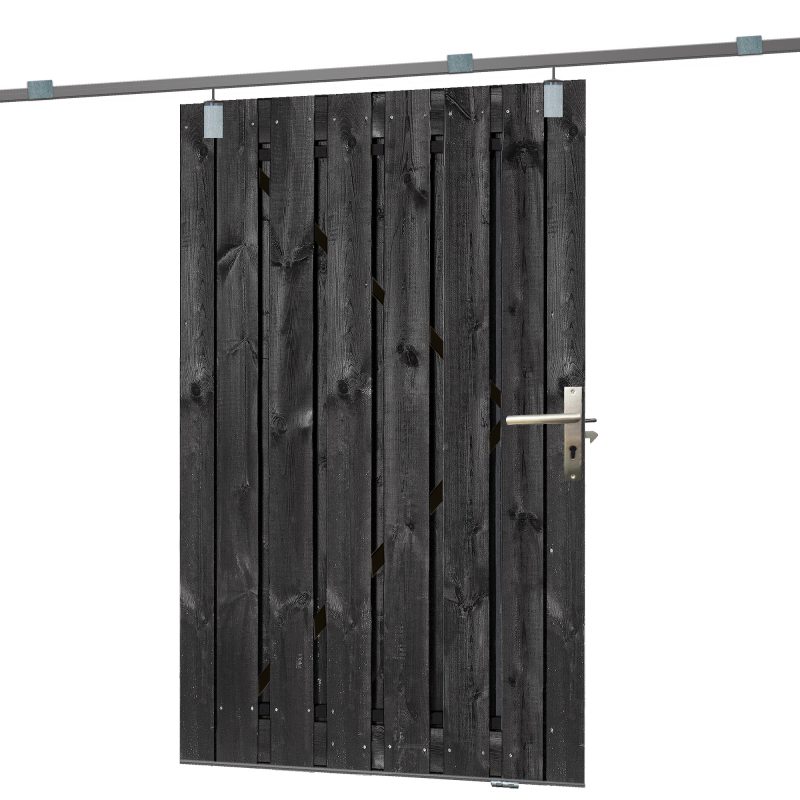 Schuifdeur zwart "BASIC"130x195cm zonder montage hang en sluitwerk