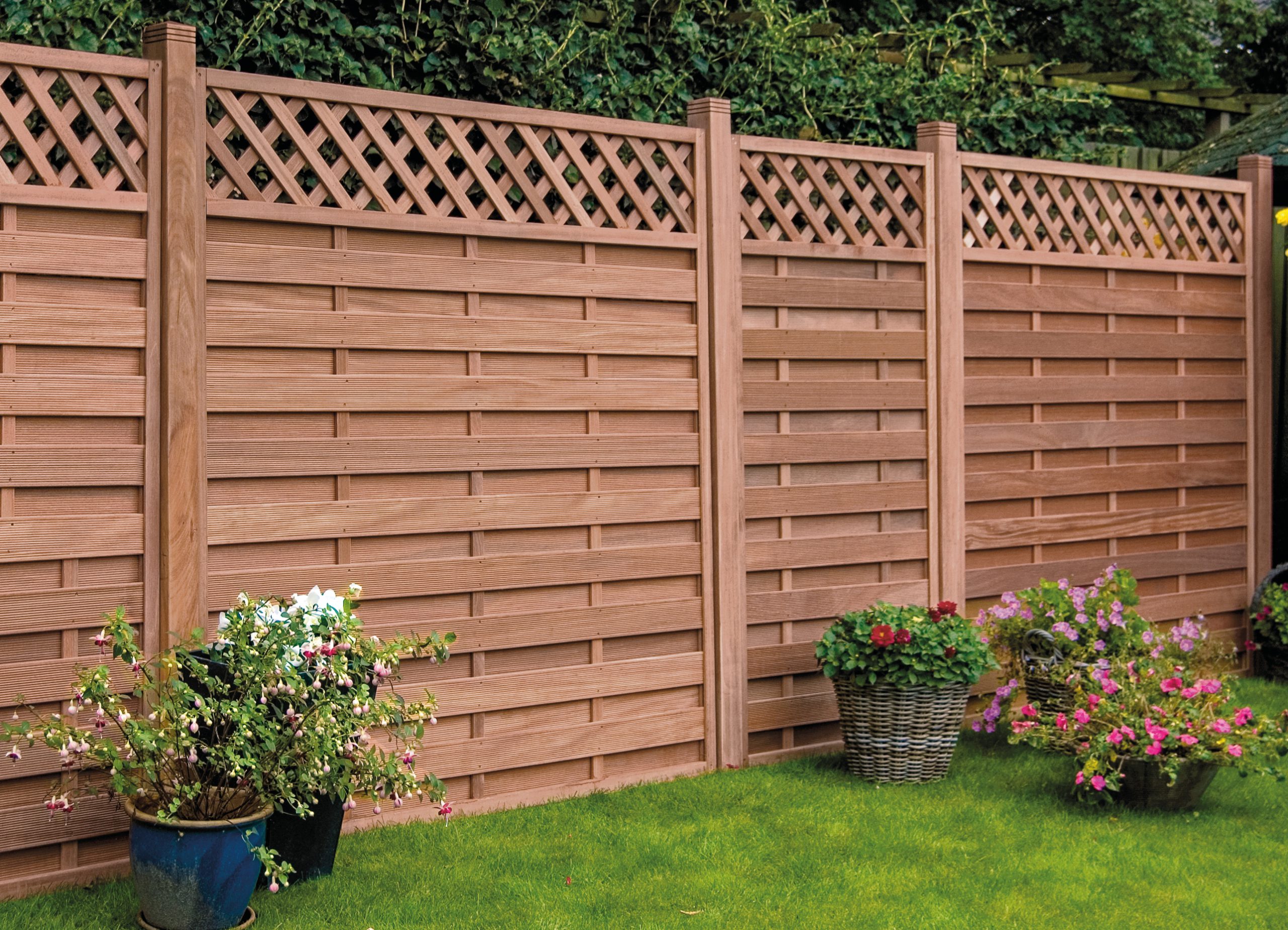 Tuinscherm Elegant de luxe horizontaal met trelly 180x180cm