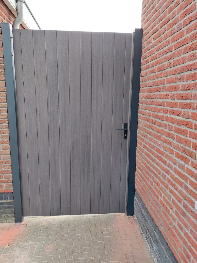 WPC Fiberdeck enkele tuinpoort 100x200cm "maatwerk mogelijk"  verkrijgbaar in 5 kleuren