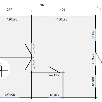 Blokhut - Tuinhuis Cadiz | 44 mm | onbehandeld