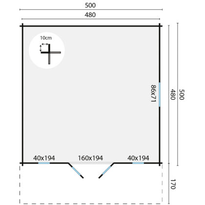 Blokhut - Tuinhuis Emiel | 44 mm | vuren Red Class Wood geïmpregneerd