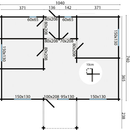 Blokhut - Tuinhuis Finn | 92 mm | vuren honinggeel geïmpregneerd