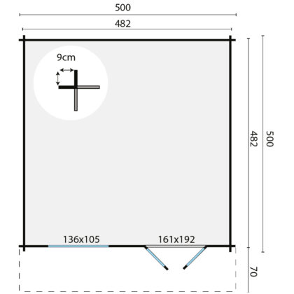 Blokhut - Tuinhuis Hendrick | 44 mm | vuren Red Class Wood geïmpregneerd