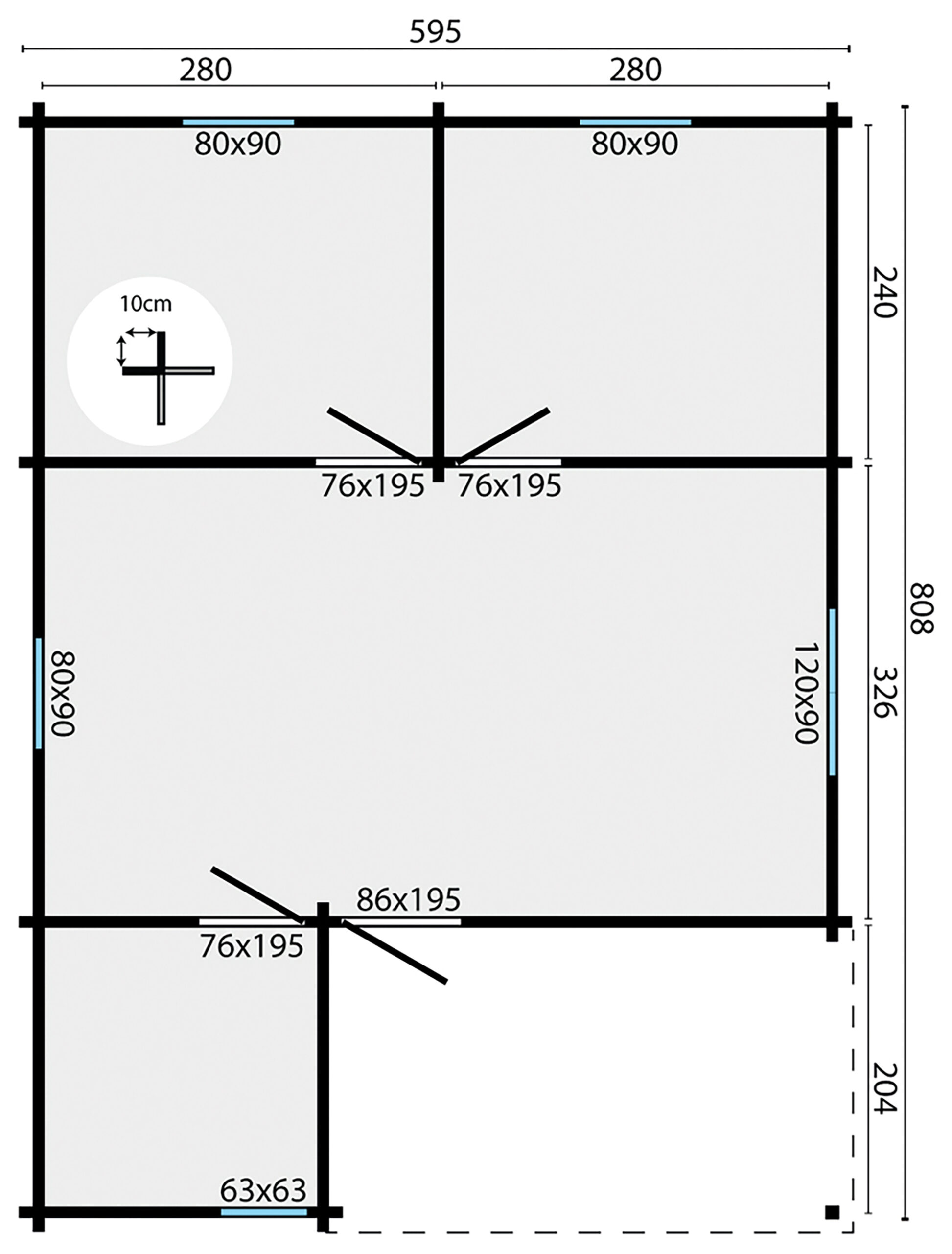 Blokhut - Tuinhuis Javea | 44 mm | honinggeel geïmpregneerd