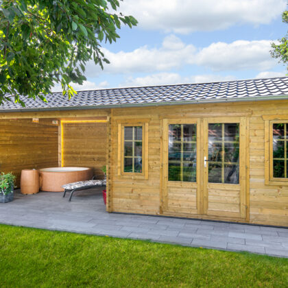 Blokhut - Tuinhuis Kwaspa | 44 mm | vuren onbehandeld