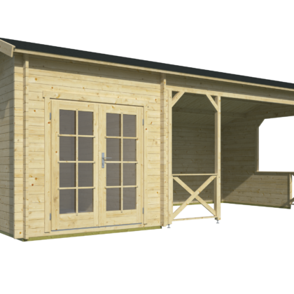 Blokhut - Tuinhuis Kukka | 40 mm | vuren grijs geïmpregneerd