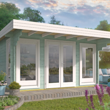 Blokhut - Tuinhuis Lory | 44 mm | vuren honinggeel geïmpregneerd