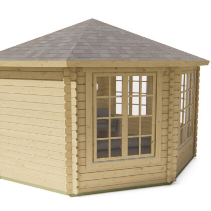 Blokhut - Tuinhuis Lynn | 44 mm | vuren bruin geïmpregneerd