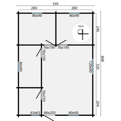Blokhut - Tuinhuis Malaga | 44 mm | onbehandeld