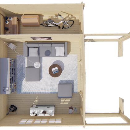 Blokhut - Tuinhuis Manchester | 58 mm | vuren bruin geïmpregneerd