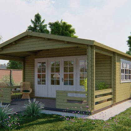Blokhut - Tuinhuis Nottingham | 58 mm | vuren groen geïmpregneerd