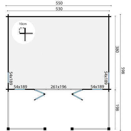 Blokhut - Tuinhuis Olaug | 44 mm | vuren grijs geïmpregneerd
