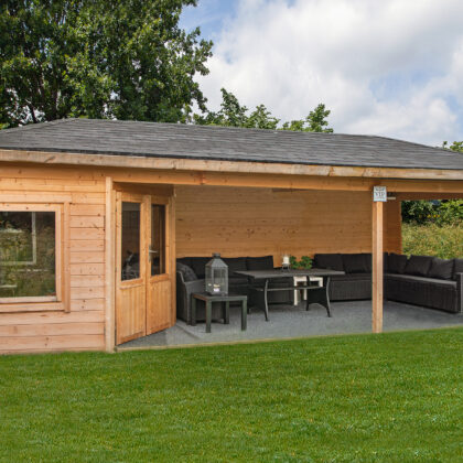 Blokhut - Tuinhuis Paiva | 44 mm | vuren grijs geïmpregneerd
