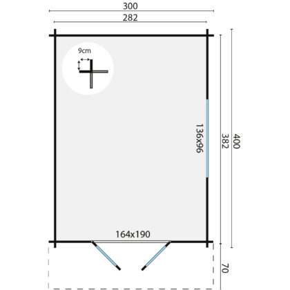 Blokhut - Tuinhuis Pamplona | 34 mm | vuren bruin geïmpregneerd