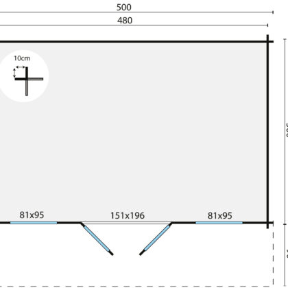 Blokhut - Tuinhuis Rika | 44 mm | vuren groen geïmpregneerd