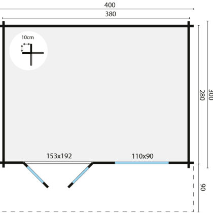 Blokhut - Tuinhuis Rorik | 58 mm | vuren bruin geïmpregneerd