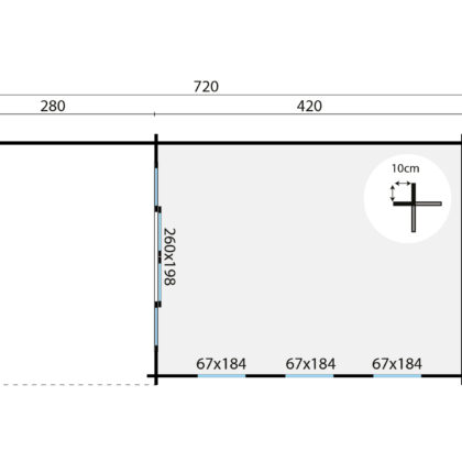 Blokhut - Tuinhuis Skeg | 44 mm | vuren groen geïmpregneerd