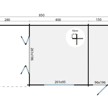 Blokhut - Tuinhuis Sibella | 44 mm | vuren groen geïmpregneerd