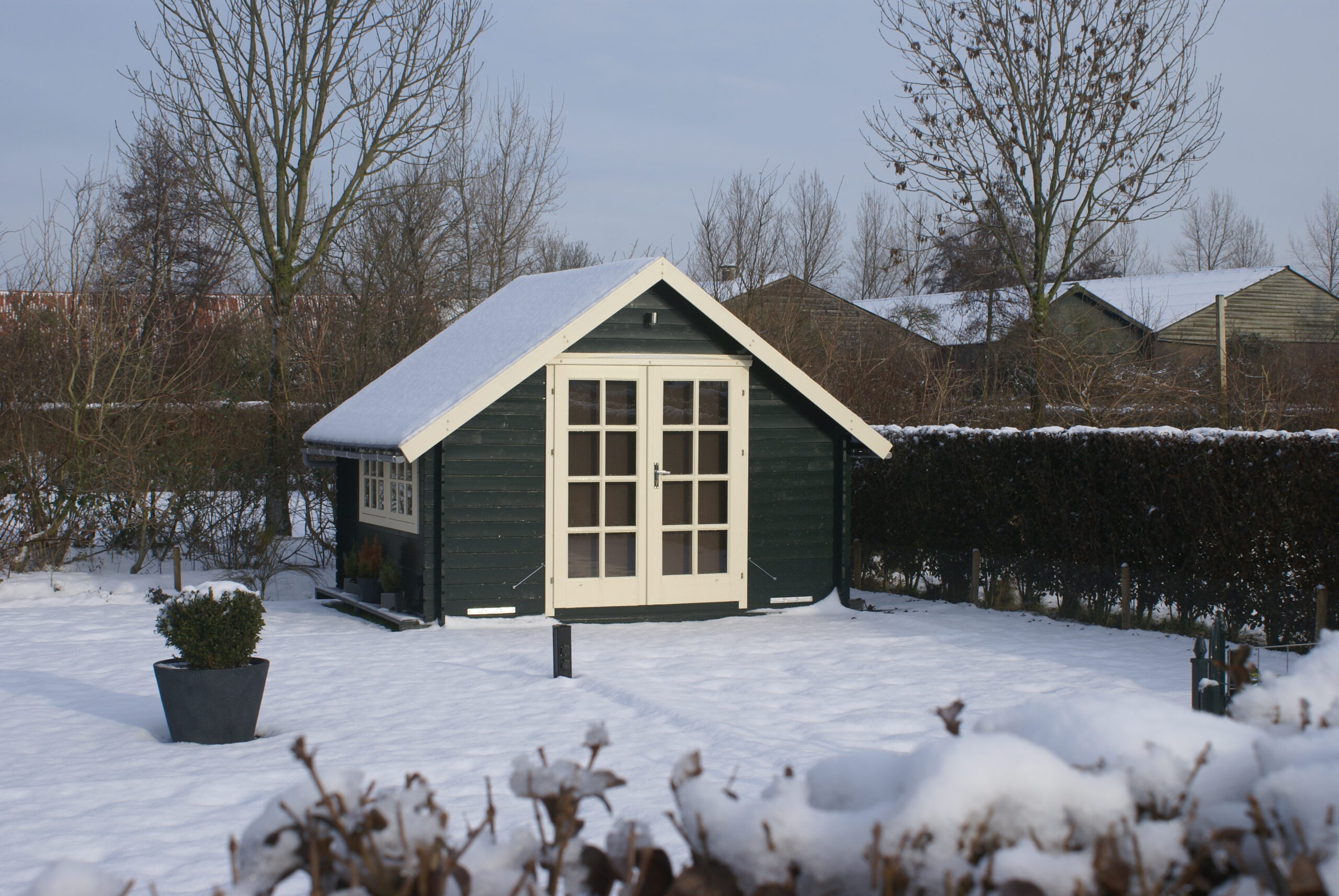 Blokhut - Tuinhuis Skov | 28 mm | vuren bruin geïmpregneerd