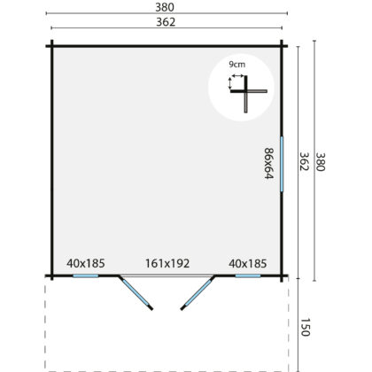 Blokhut - Tuinhuis Sören | 44 mm | vuren Red Class Wood geïmpregneerd