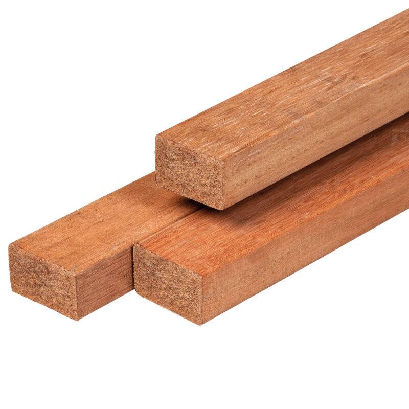 Keruing hardhout regel 4,4 x 6,8 x 400 cm kunstmatig gedroogd, geschaafd, 4 ronde hoeken