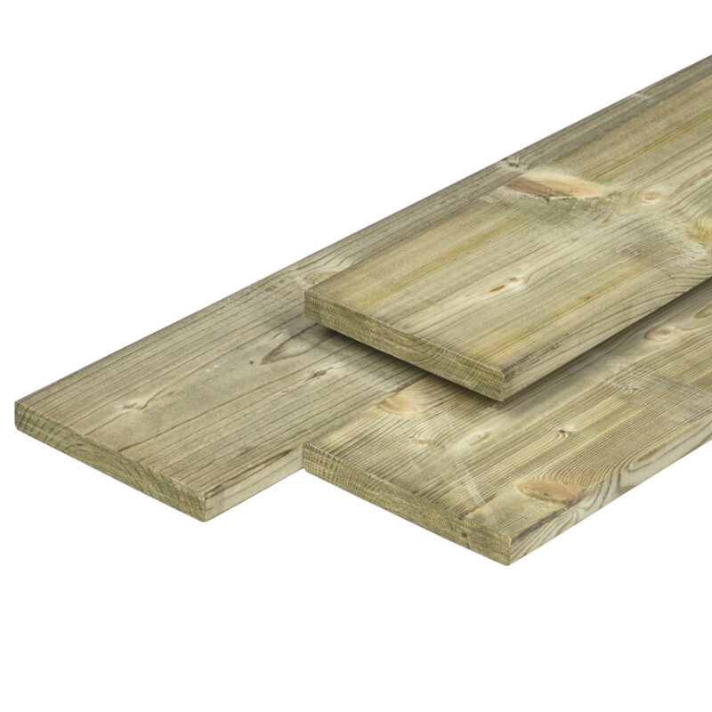 Midden-Europees grenen tuinplank, groen geïmpregneerd, gedroogd, geschaafd 4rh 1,5 x 14,0 x 400 cm