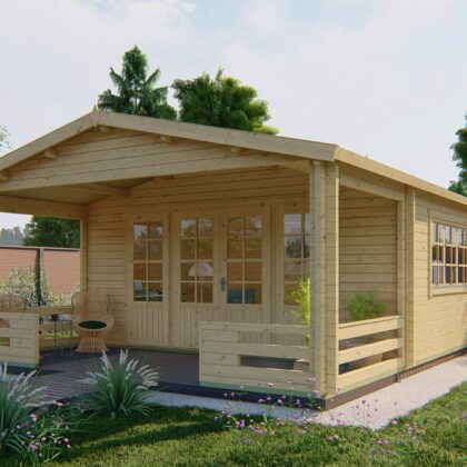 Blokhut - Tuinhuis Nottingham | 58 mm | vuren grijs geïmpregneerd