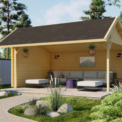 Blokhut - Tuinhuis Thüringen | 44 mm | vuren honinggeel geïmpregneerd
