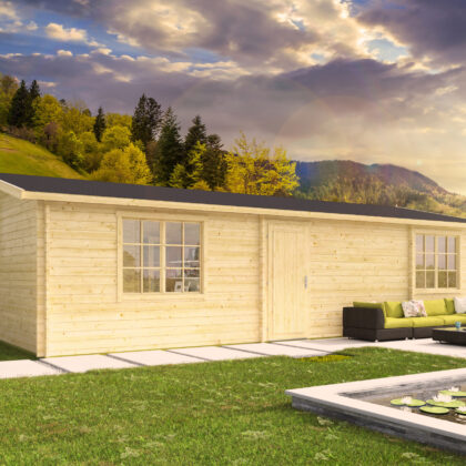 Blokhut - Tuinhuis Navarra | 44 mm | grijs geïmpregneerd