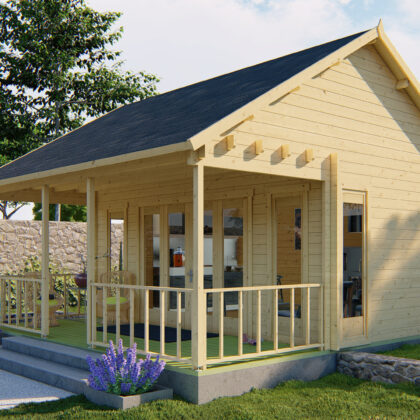 Blokhut - Tuinhuis Olaug | 44 mm | vuren groen geïmpregneerd