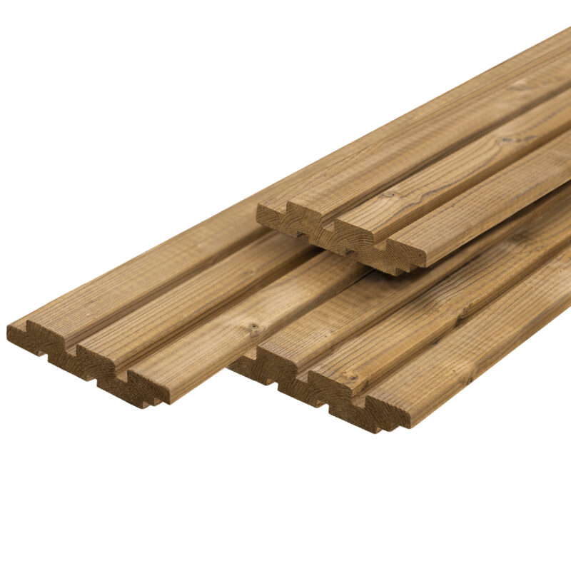 Thermoline thermisch gemodificeerd Vuren dubbelzijdig triple profiel 2,5 x 11,5 x 540 cm