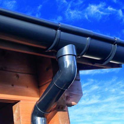 Kunststof minidakgoot uitbreidingset 65 mm zwart 4 zijden à 200 cm