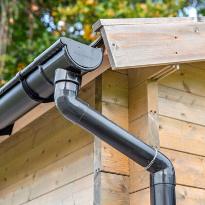 Kunststof dakgootset 100 mm mastgoot compleet zwart 2 zijden à 500 cm