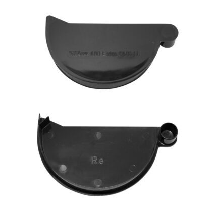 Kunststof mastgoot Eindstuk rechts 100 mm zwart