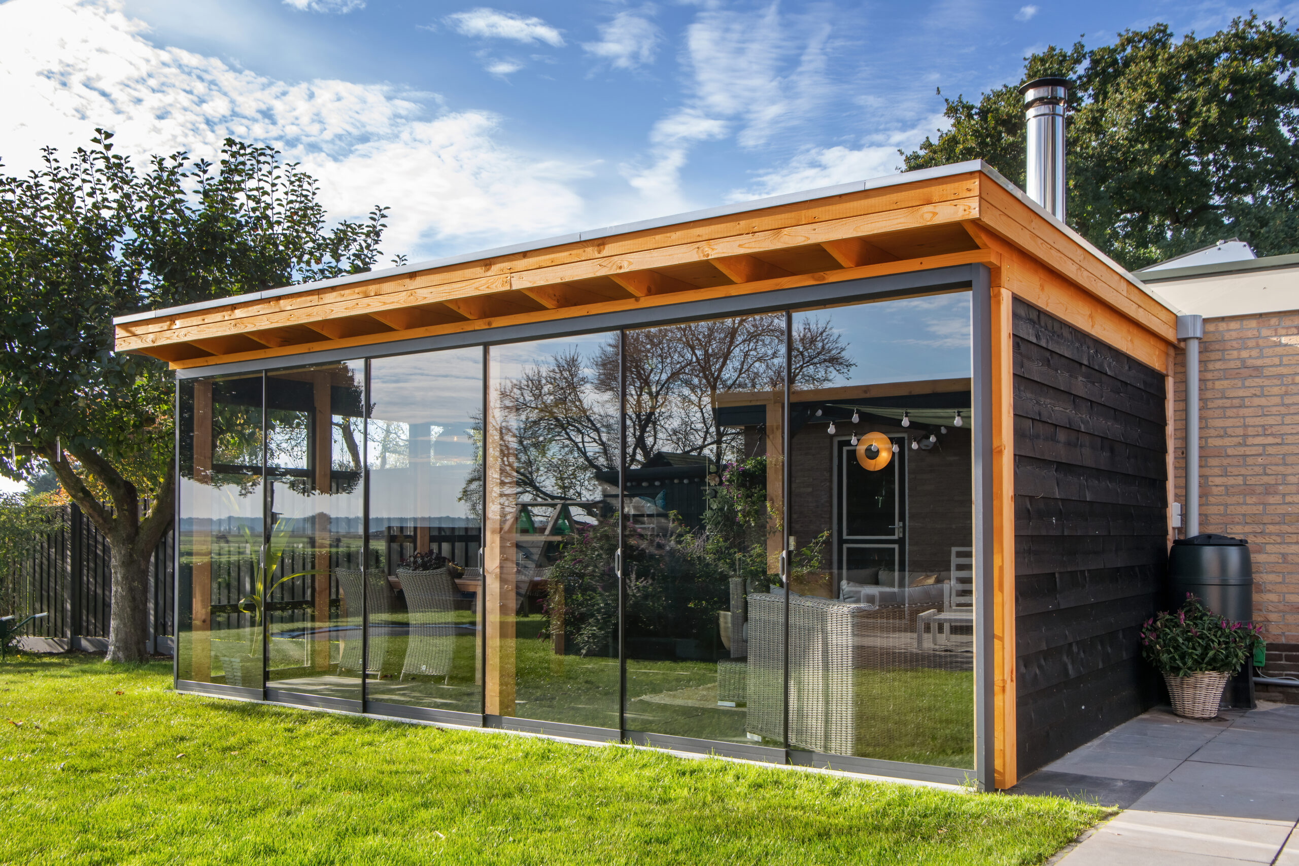 Glazenschuifwandset - Inbouwhoogte 198-202cm - Paneelbreedte 98 cm - Breedte tot 578 cm - 6-sporig antraciet RAL 7024