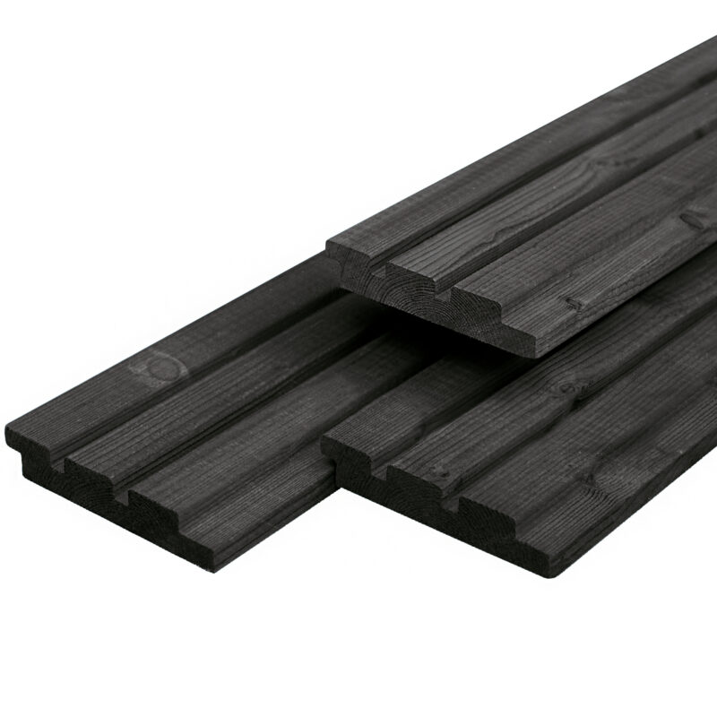 Douglas tripleprofiel, zwart geïmpregneerd 1,9 x 13,0 x 390 cm